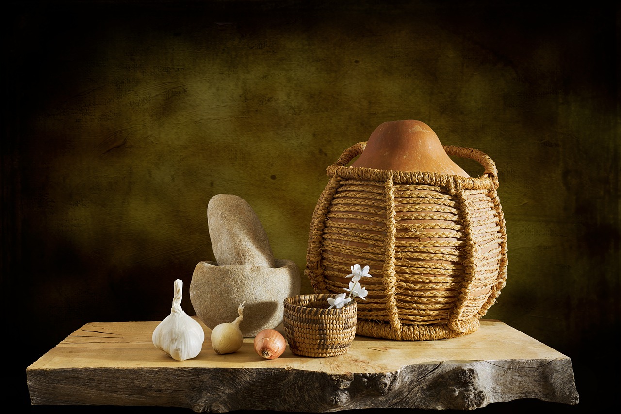 gourd basket mortar free photo