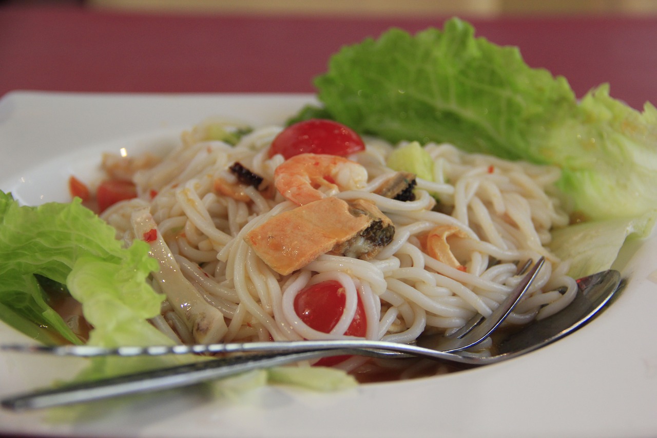 gourmet seafood noodles thai noodles free photo