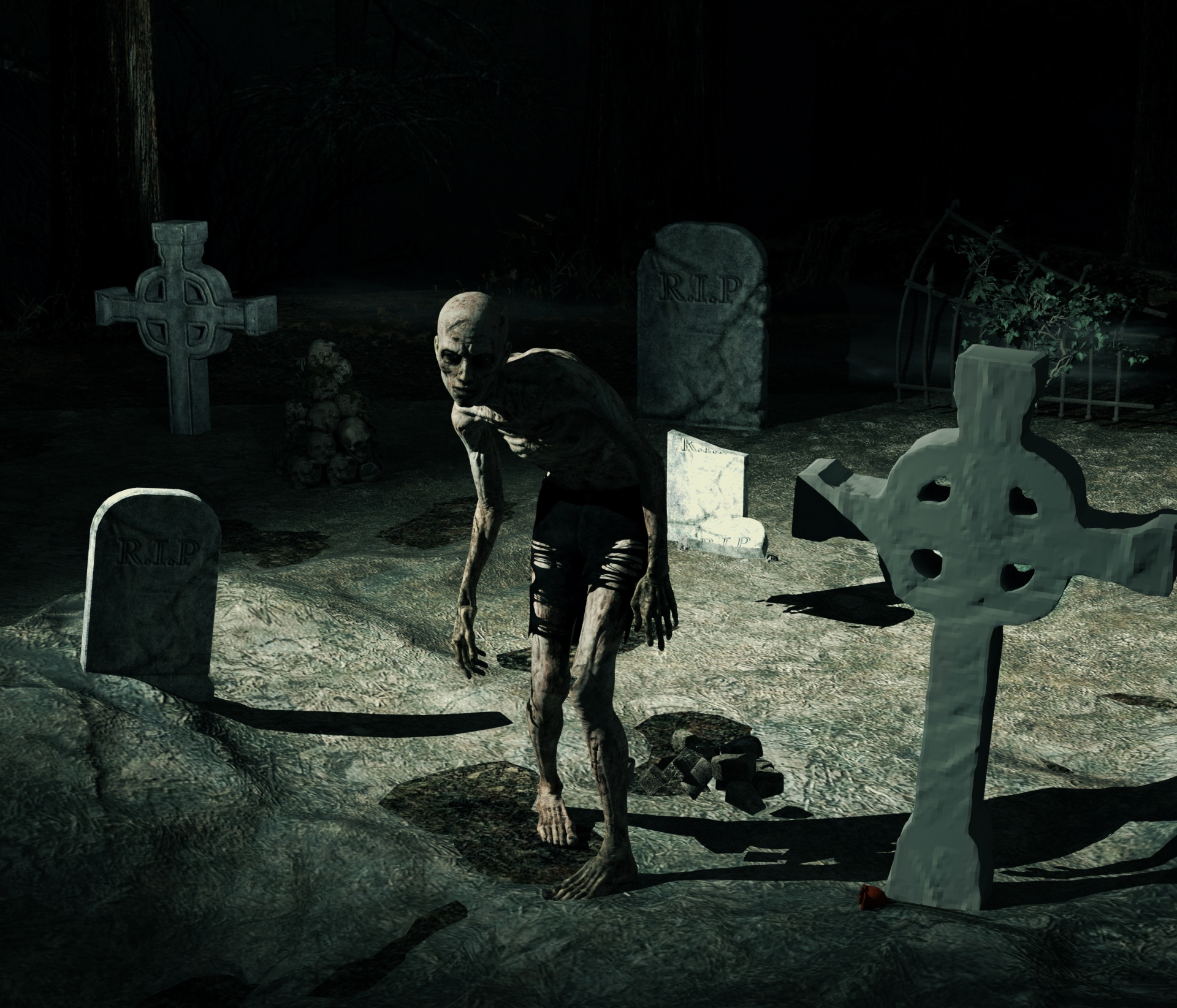 cemetery zombie horror free photo