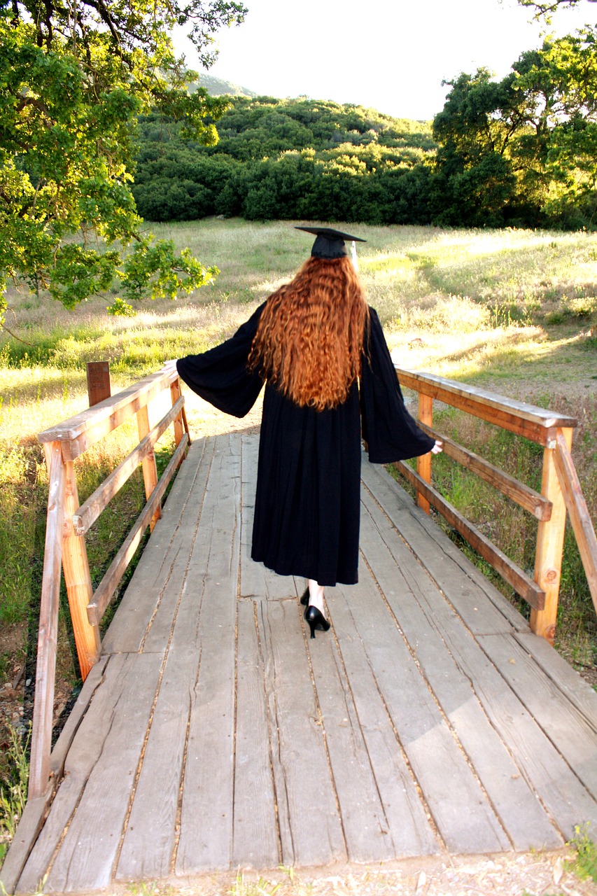 graduate graduation walking away free photo