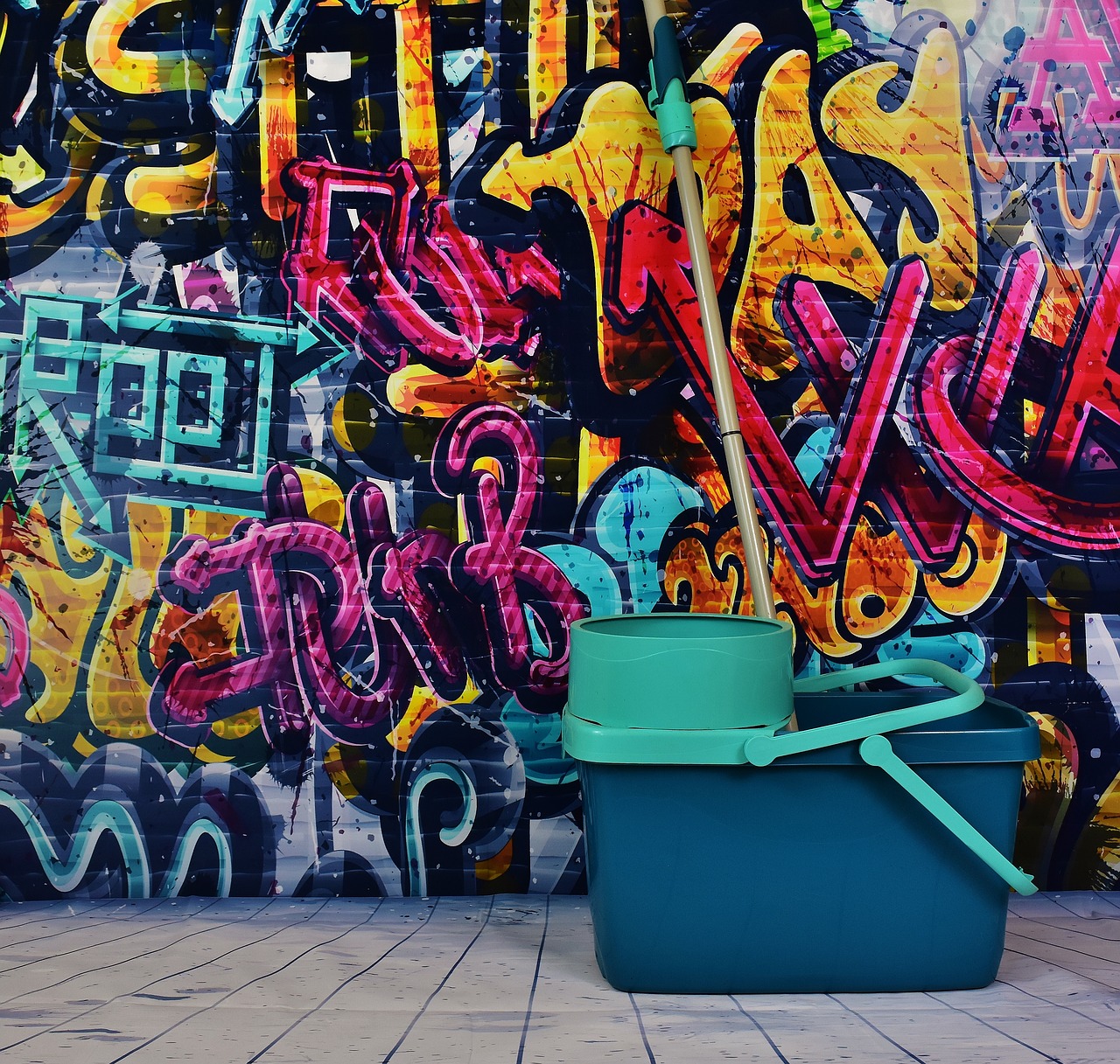 graffiti putz bucket remove free photo