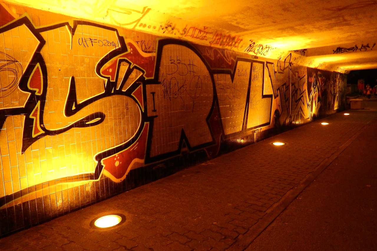 graffiti night street subway free photo