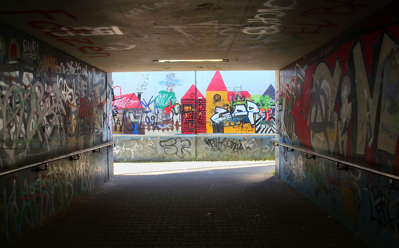 graffiti underpass shadow free photo