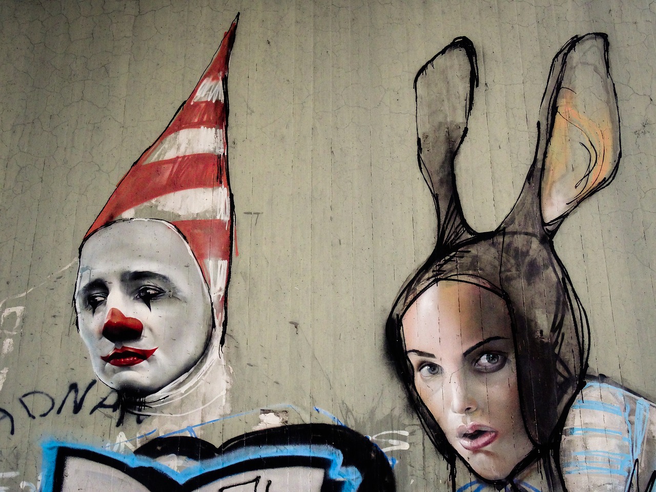 graffiti clown hare free photo