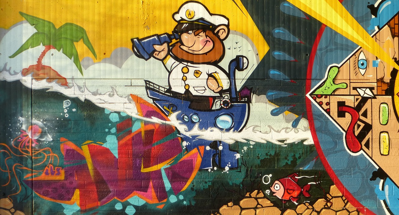 graffiti street painting captain free photo