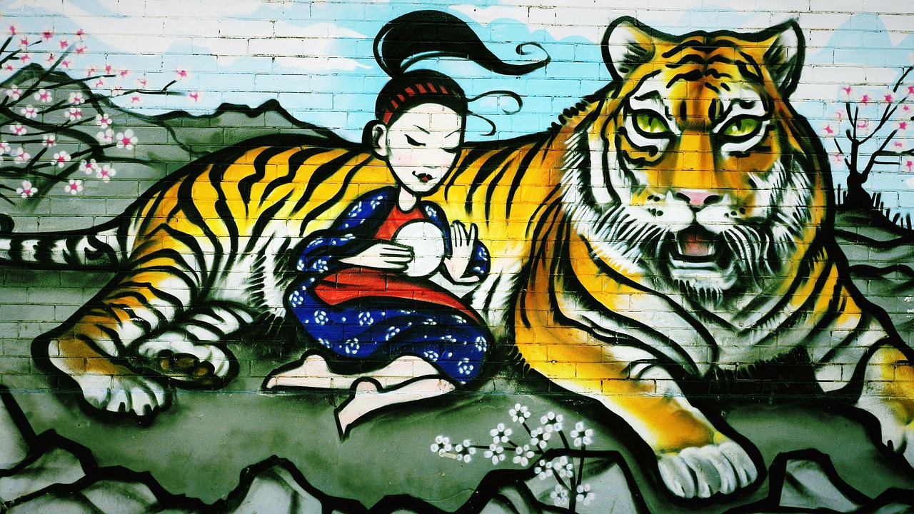 graffiti tiger girl free photo