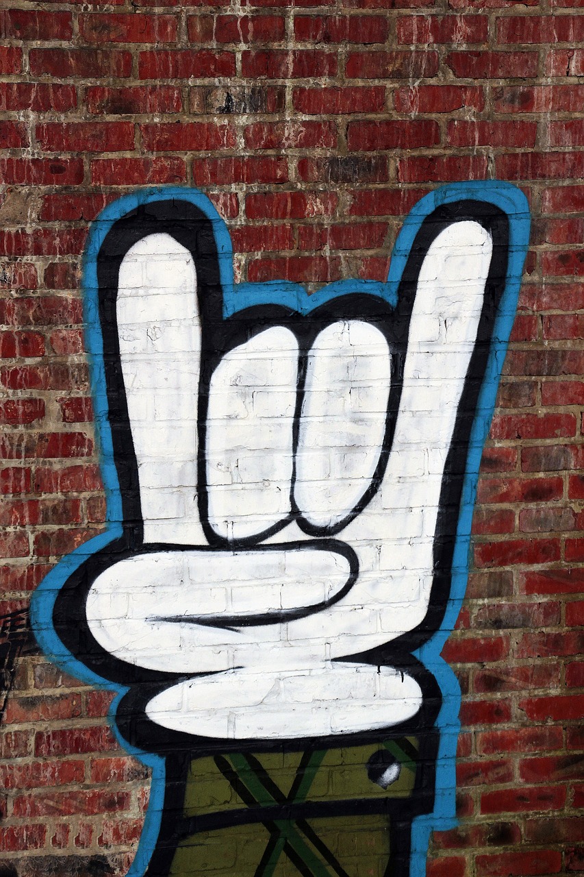 graffiti hand signals corna free photo
