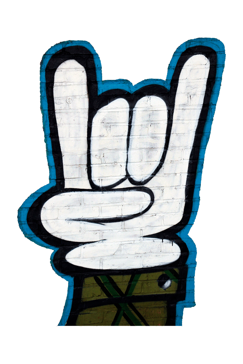 graffiti hand signals isolated free photo