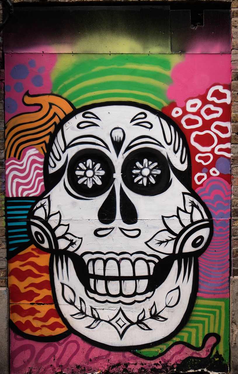 graffiti decoration skull and crossbones free photo