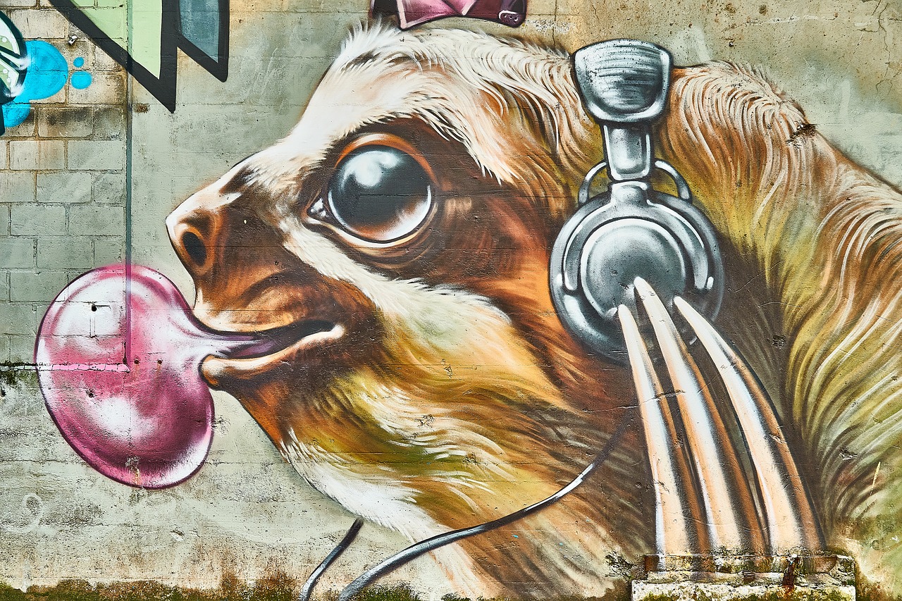 graffiti art sloth free photo