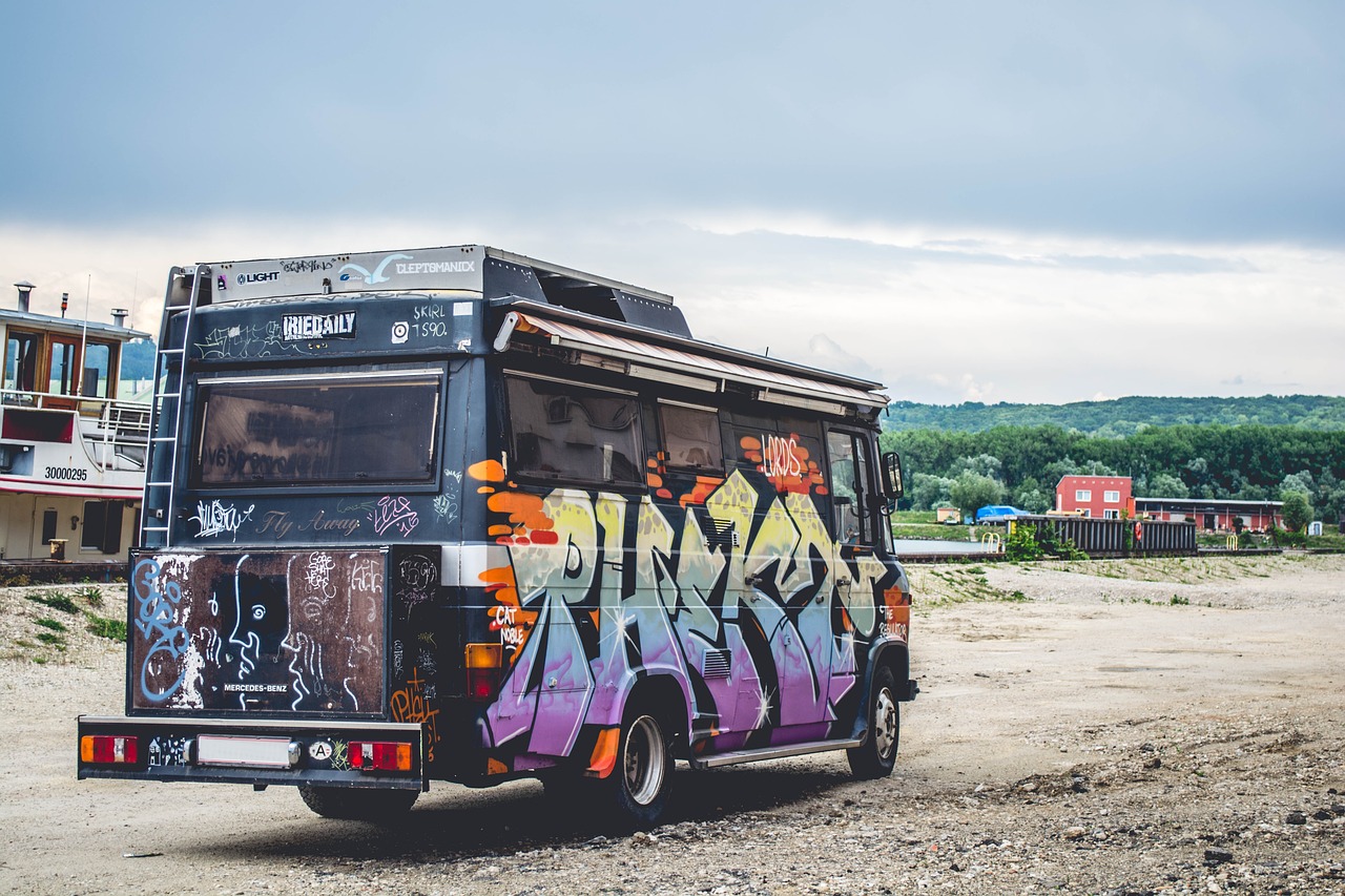 graffiti  bus  colorful free photo