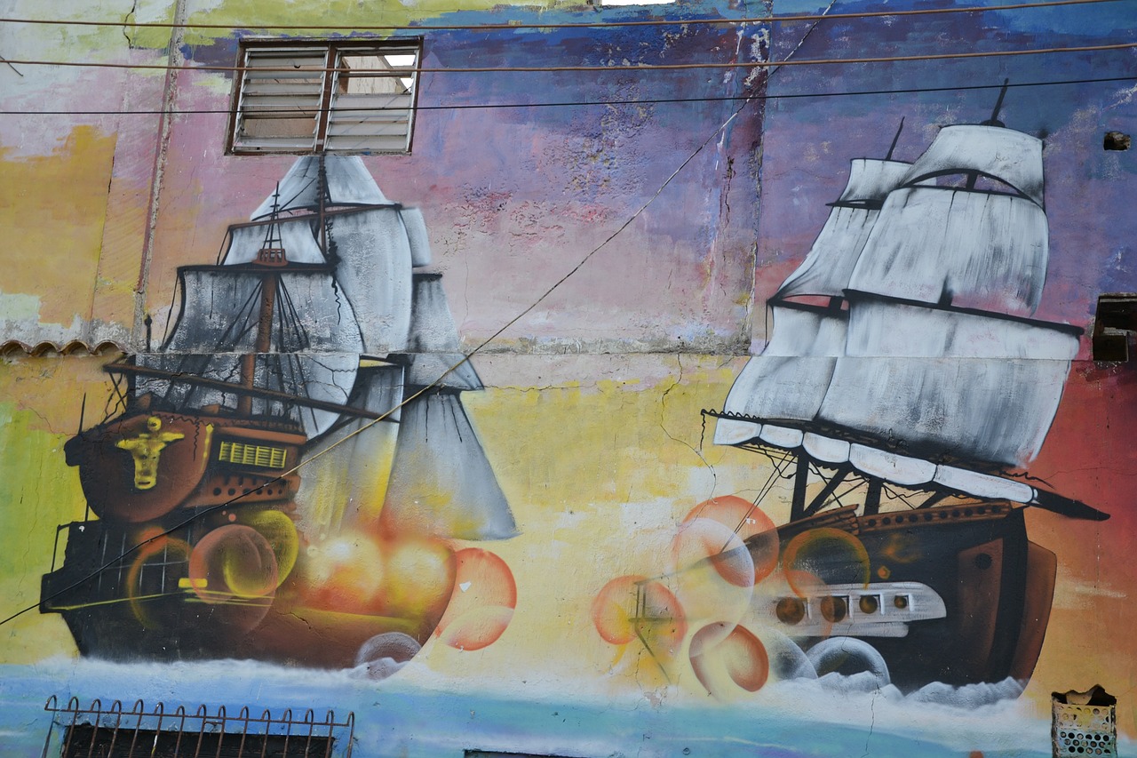 graffiti painting ship free photo