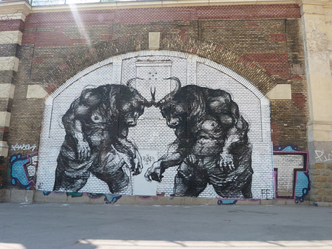 graffiti street art bull free photo