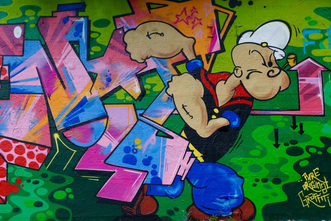 graffiti popeye wall free photo