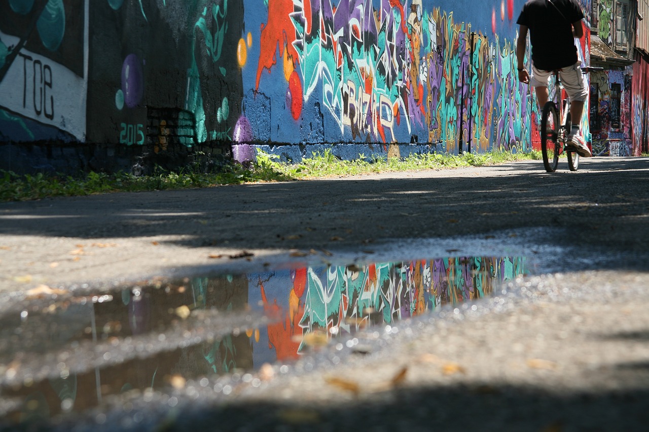 graffiti puddle water free photo