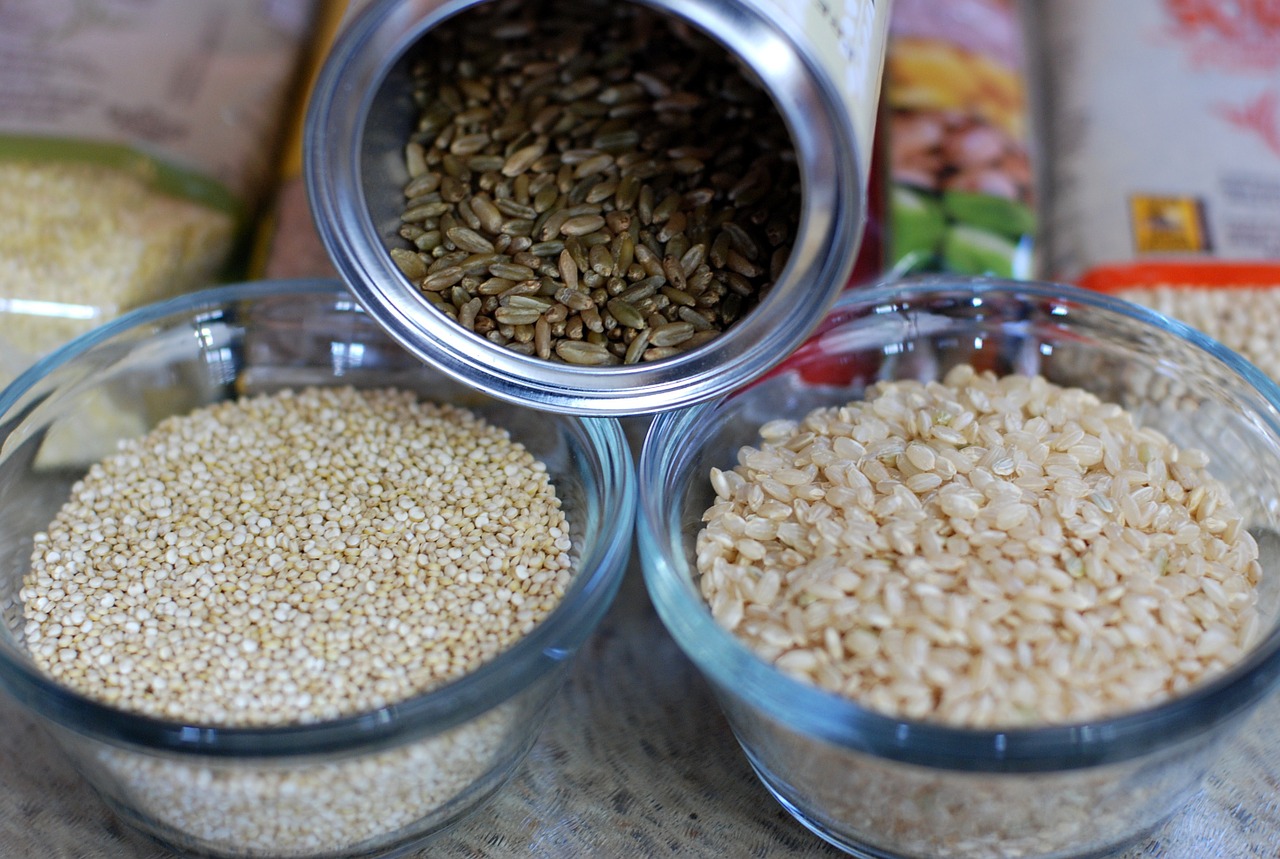 grains brown rice quinoa free photo
