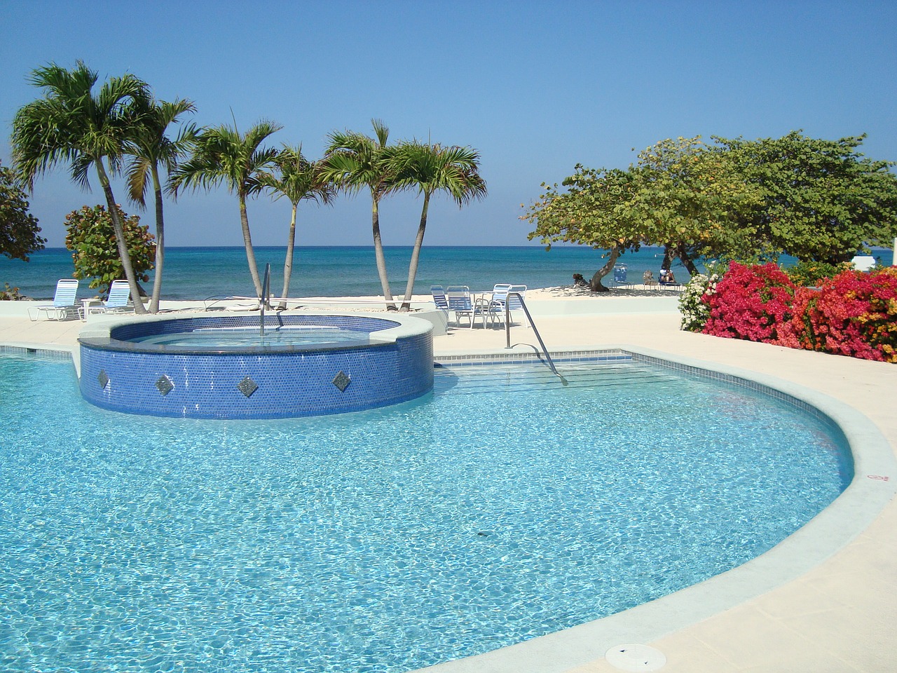 grand cayman swimming pool summer free photo