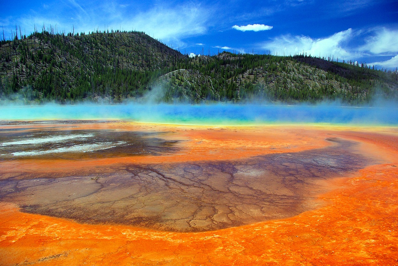 grand prismatic hot spring  thermal  spring free photo