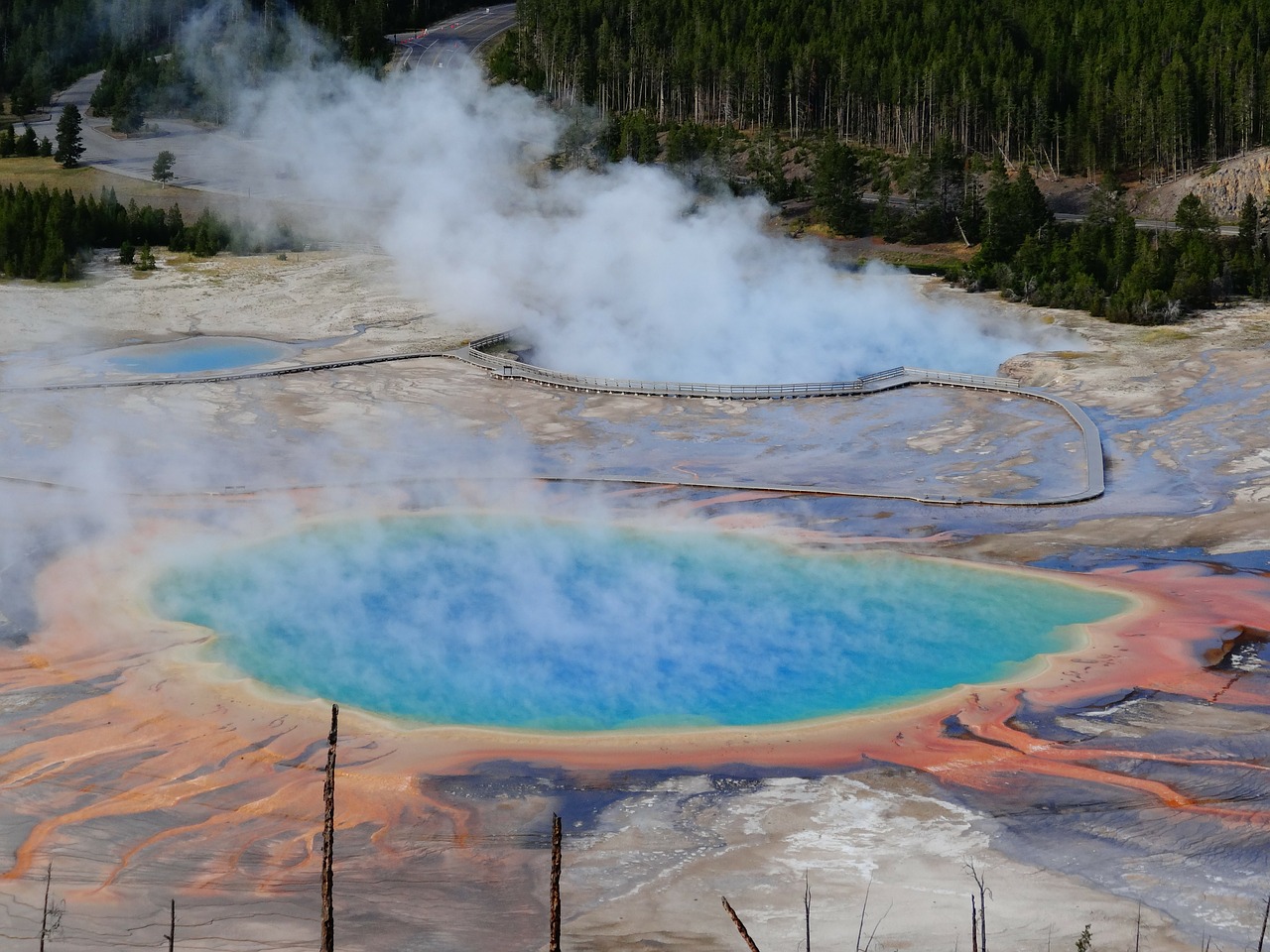 grand prismatic spring yellowstone national park west usa free photo