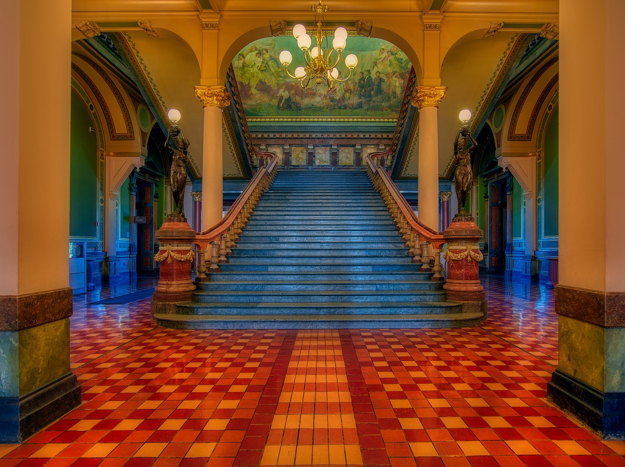 grand staircase  iowa state capitol  inside free photo
