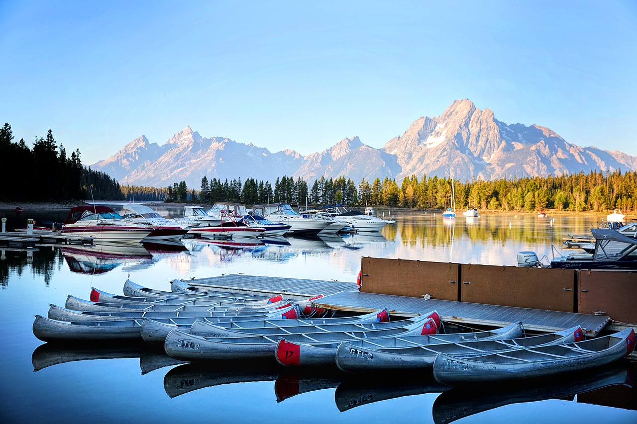 grand tetons kayaks boats free photo