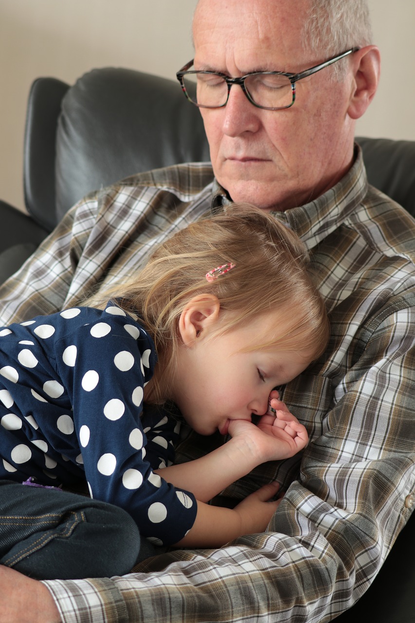 grandfather  sleep  grandchild free photo