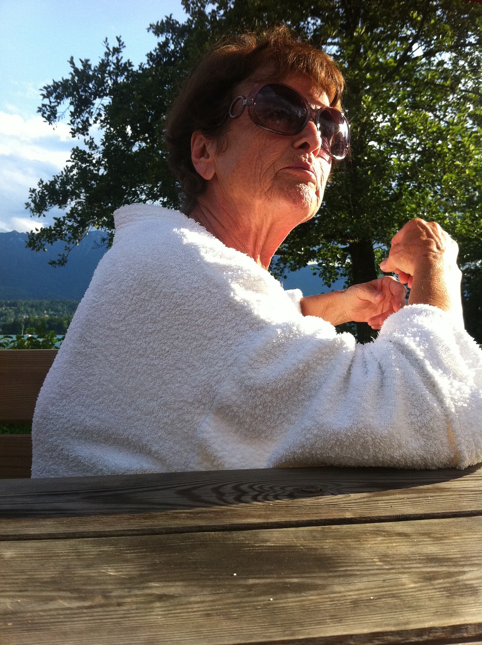 grandma sunglasses bathrobe free photo