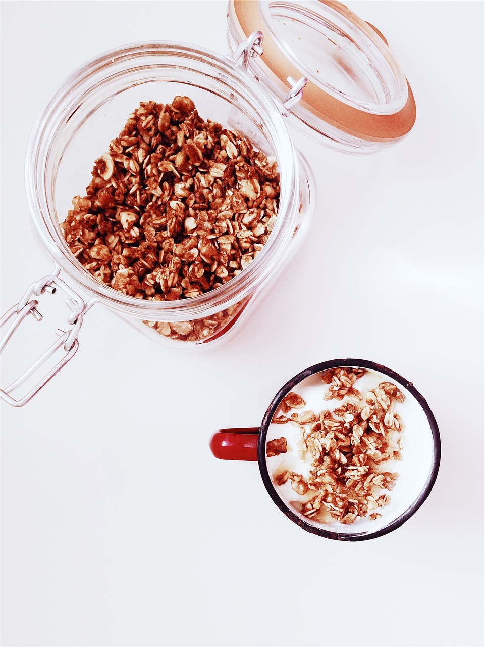 granola milk breakfast free photo