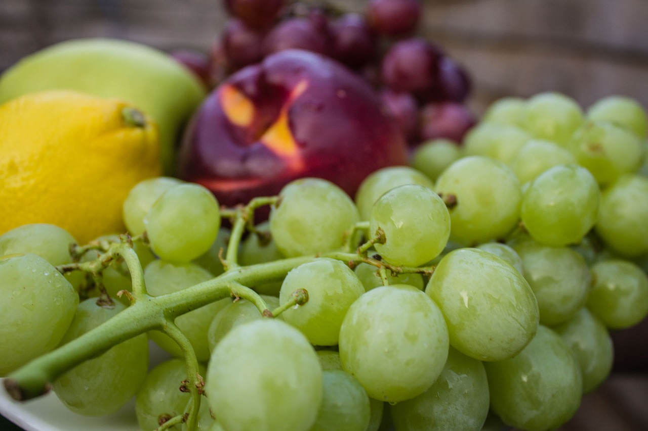 grapes lemon apples free photo