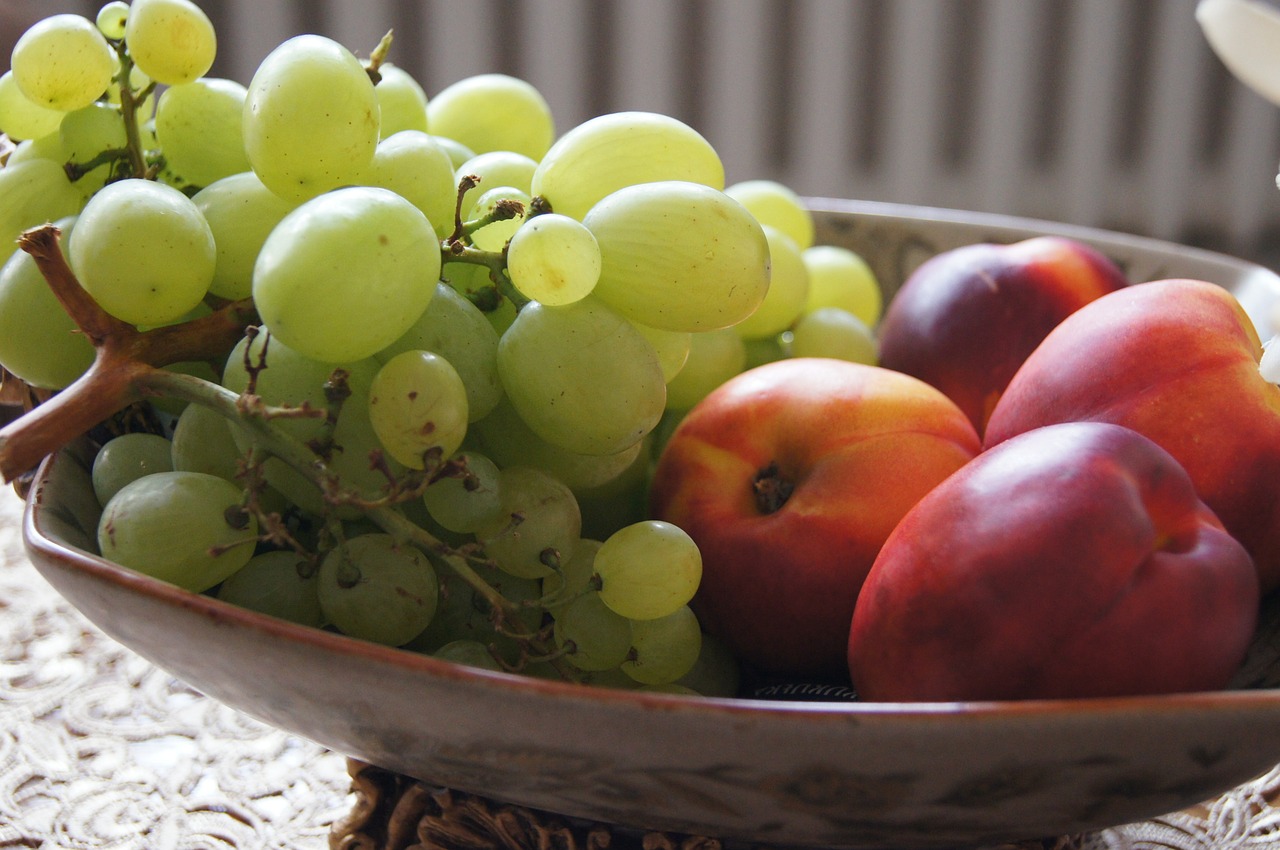 grapes peaches patera free photo