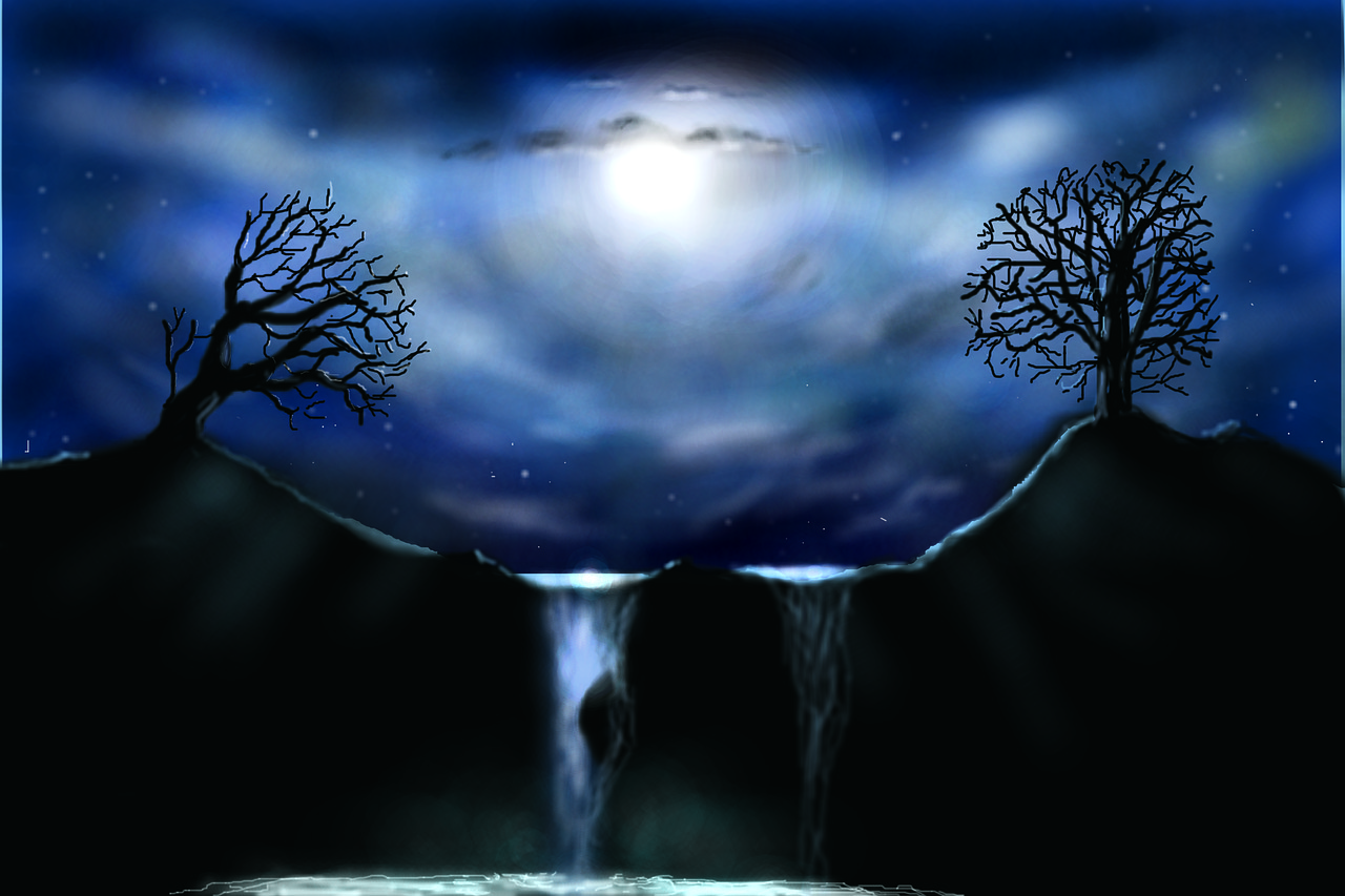 graphic  airbrush  full moon night free photo