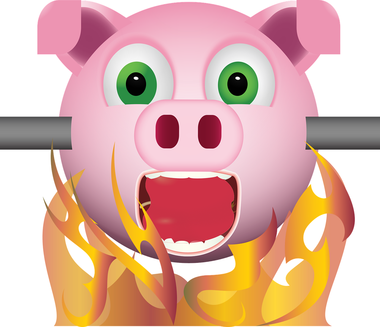 graphic  pig on spit  emoji free photo