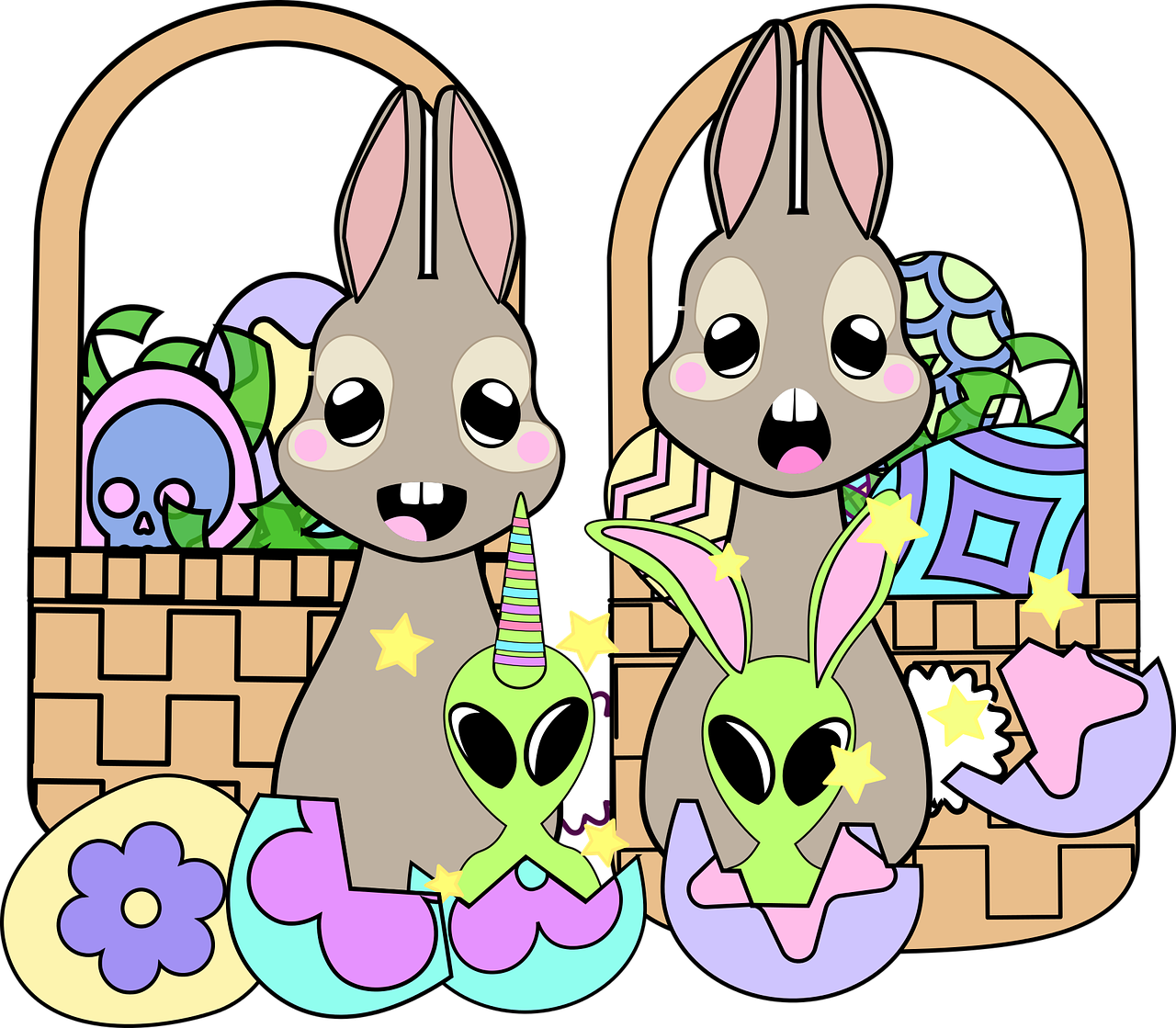 graphic  kawaii bunnies  kawaii free photo