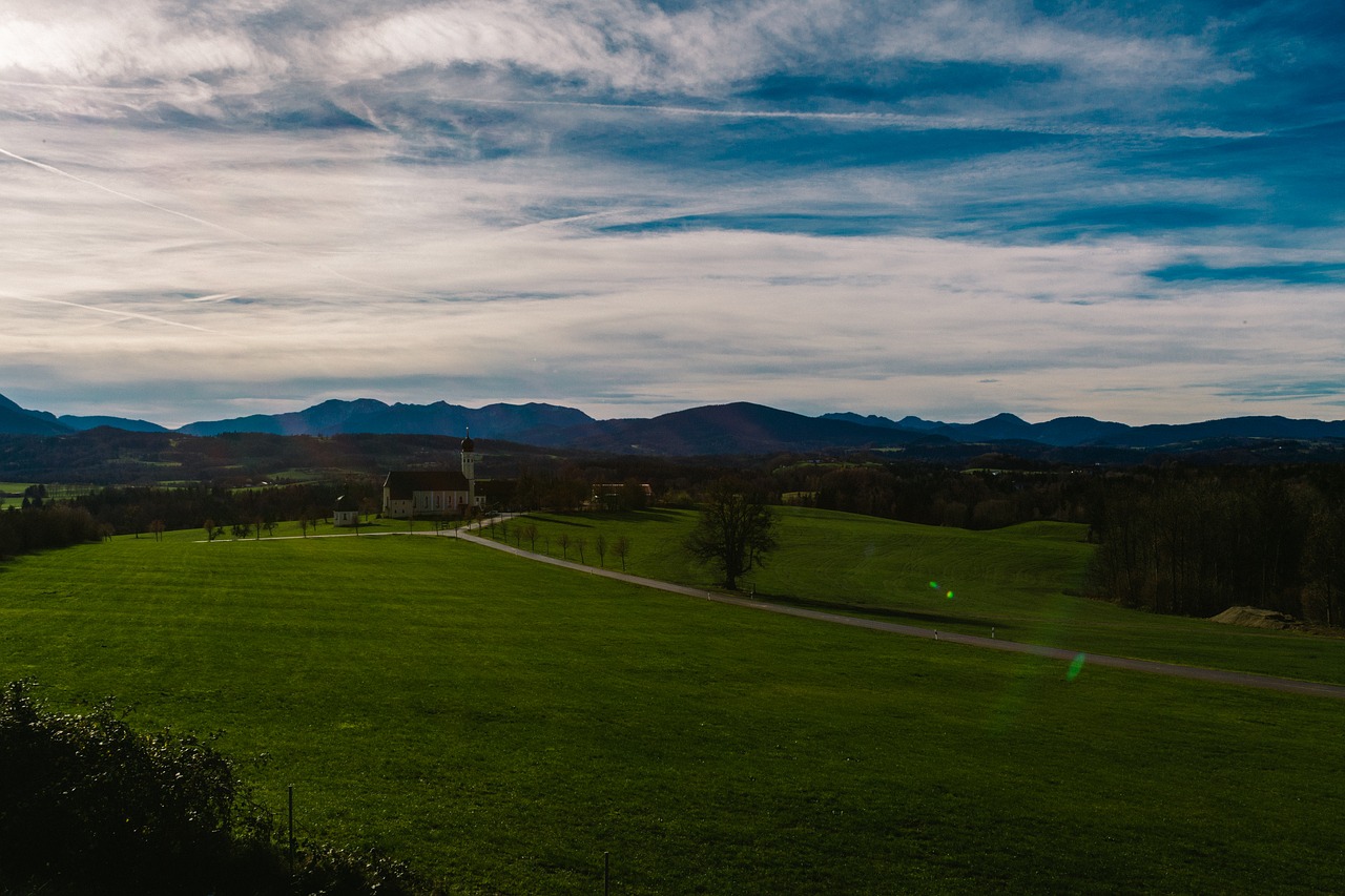 grass fields mountains free photo