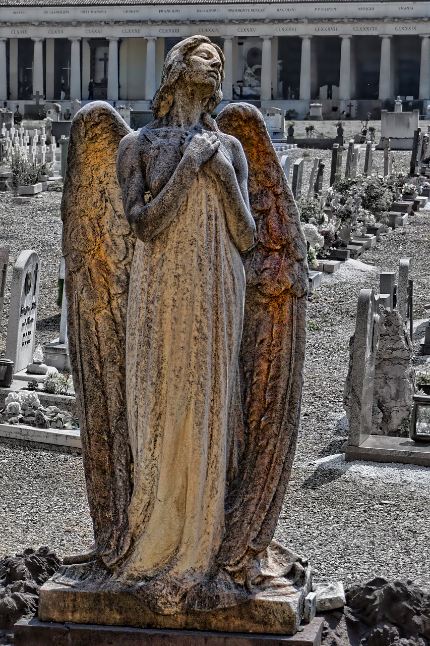 grave monument  angel figure  cemetery free photo