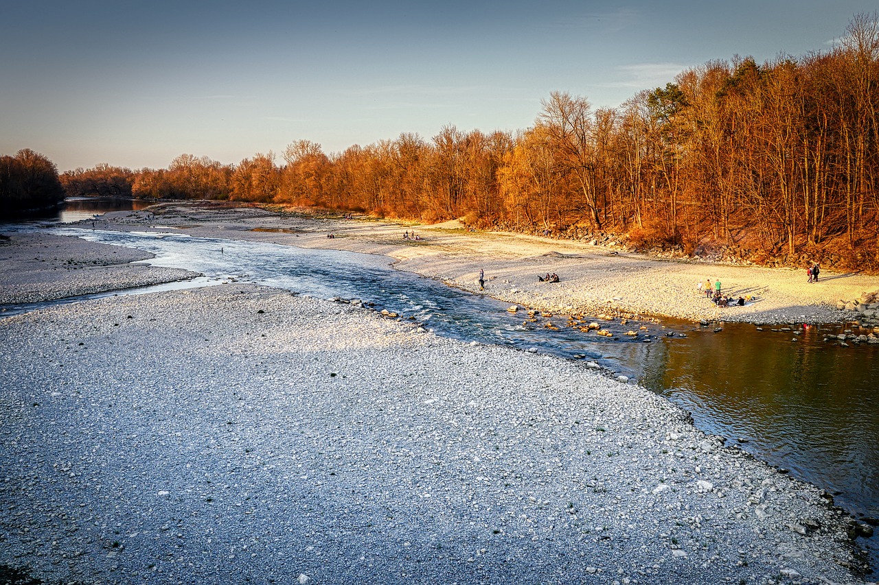 gravel bank  riverbed  augsburg free photo