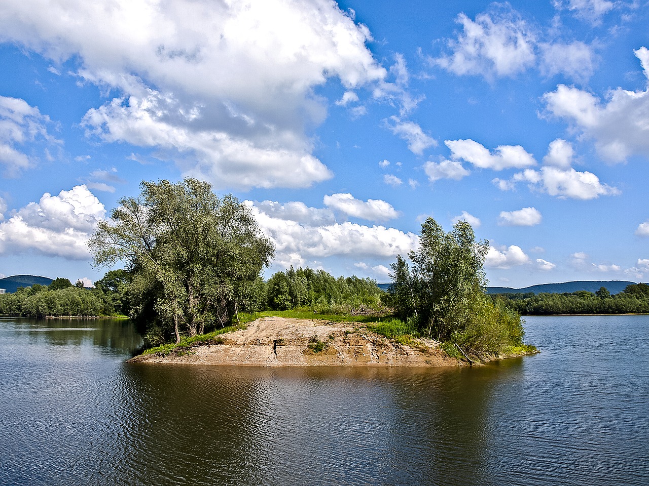 Download free photo of Gravel pond,water,clouds,landscape,nature - from