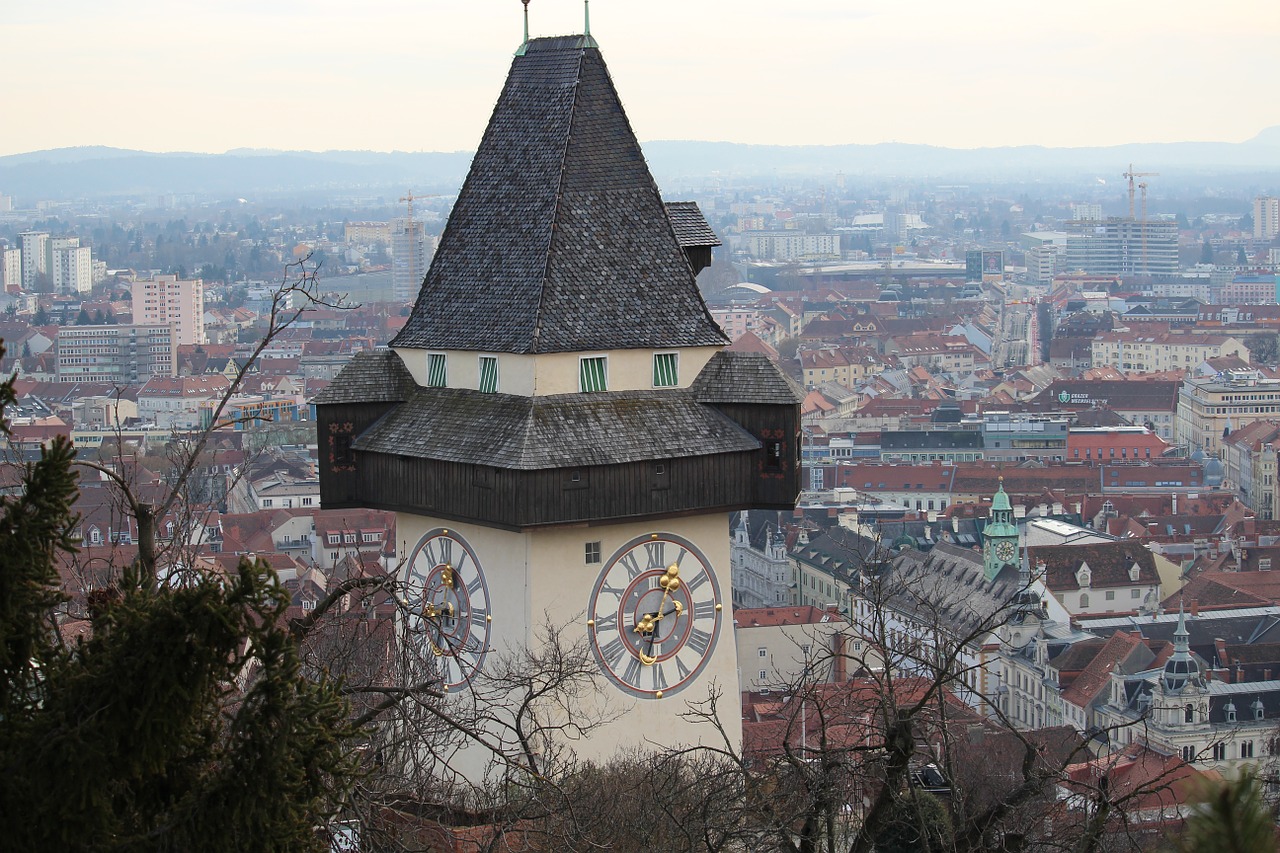 graz styria clock tower free photo