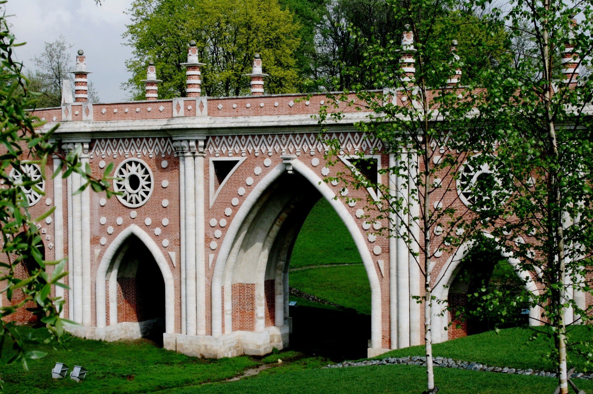 bridge red white decorative free photo