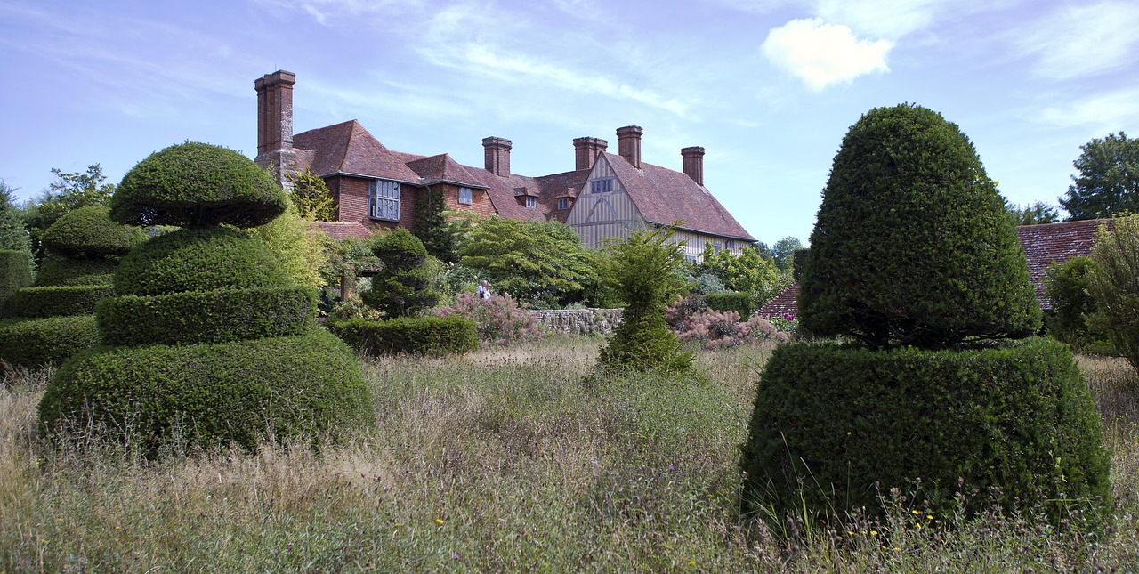 great dixter house topiary lawn free photo