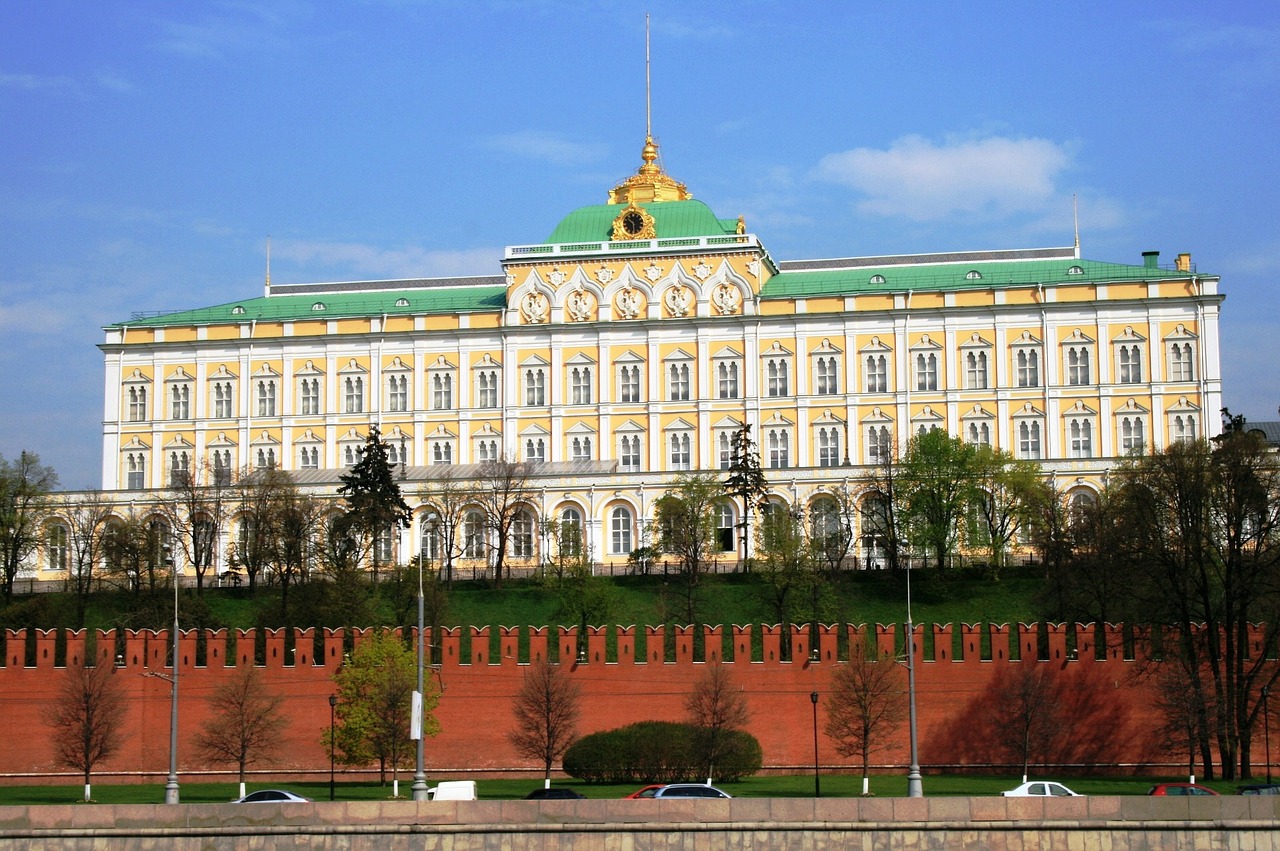 great kremlin palace white green roof free photo