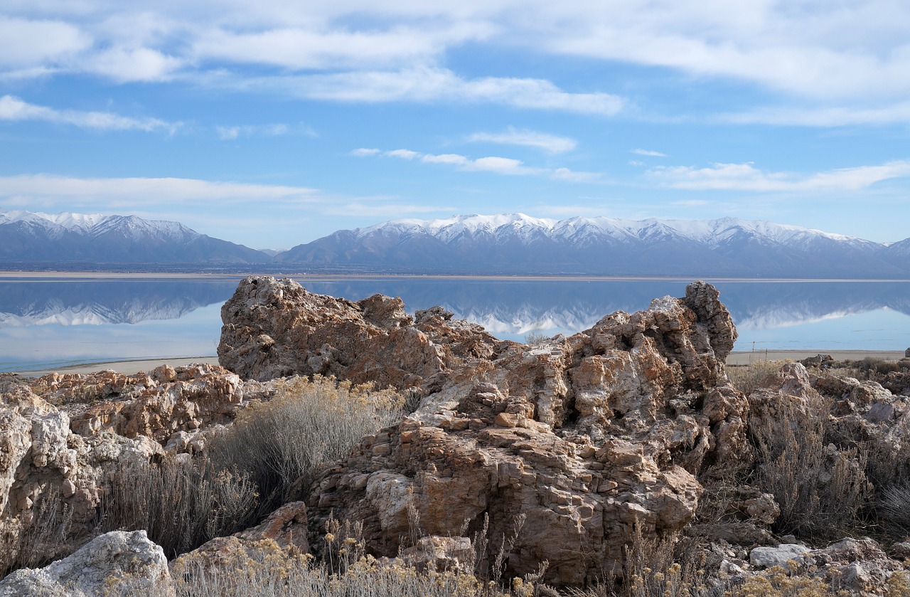 great salt lake antelope island utah free photo