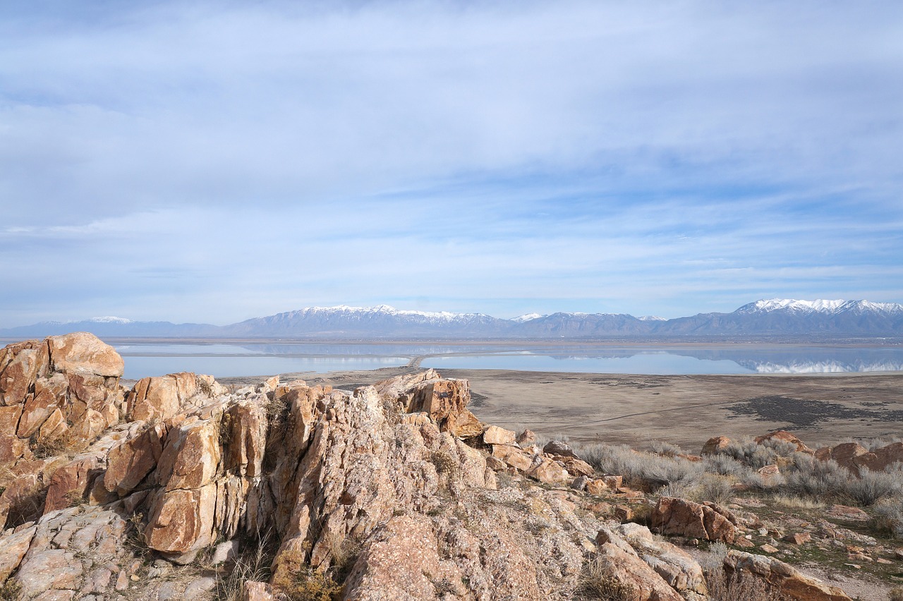 great salt lake antelope island utah free photo