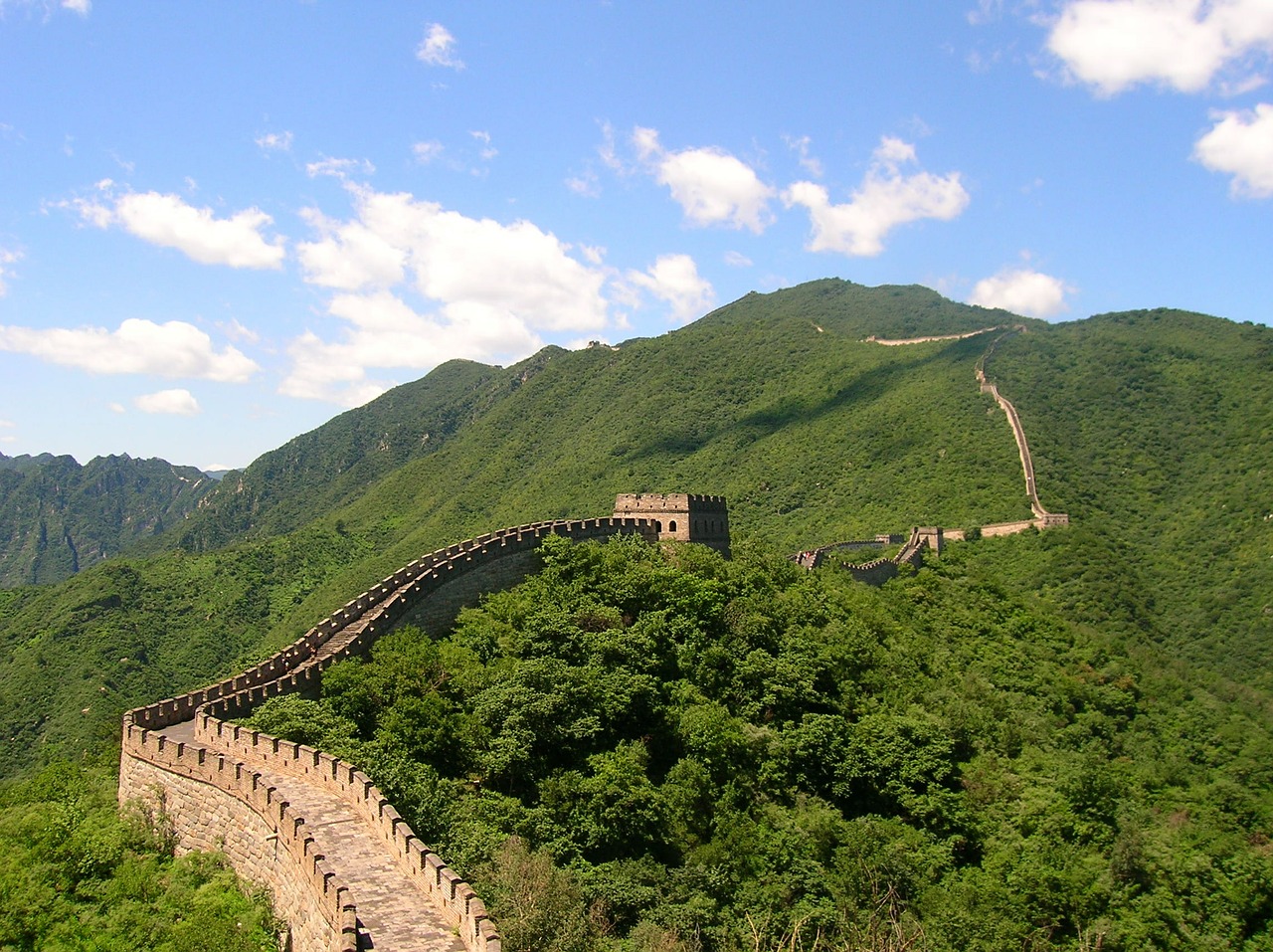 great wall of china landscape towers free photo