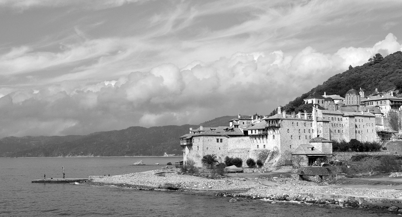 athos mountain greece monastery free photo