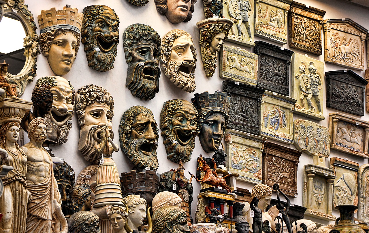 greece souvenirs masks free photo