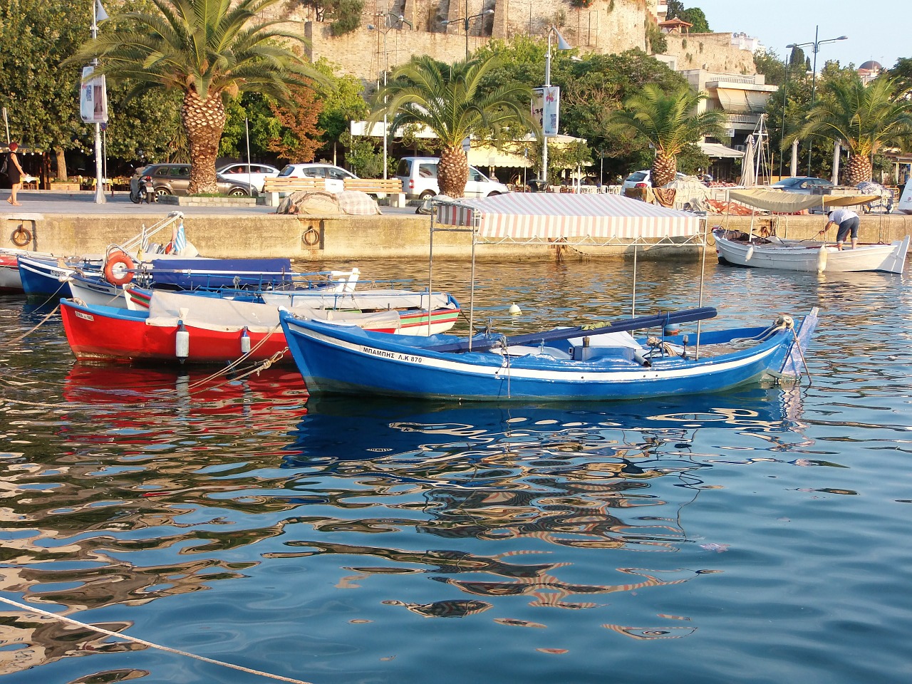 greece boats blue free photo
