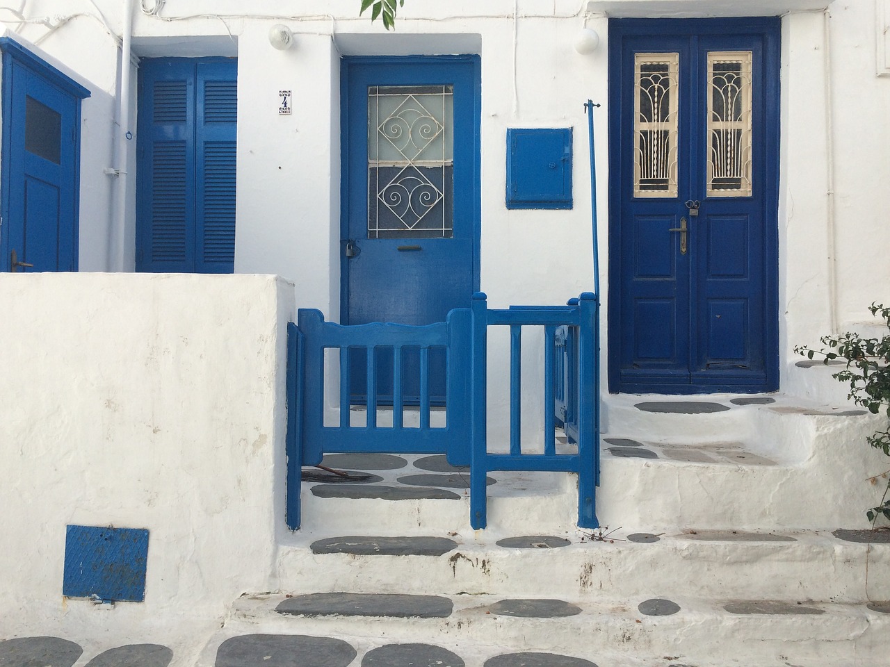 greece blue house free photo