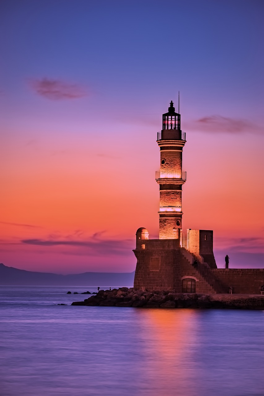 greece lighthouse jetty free photo