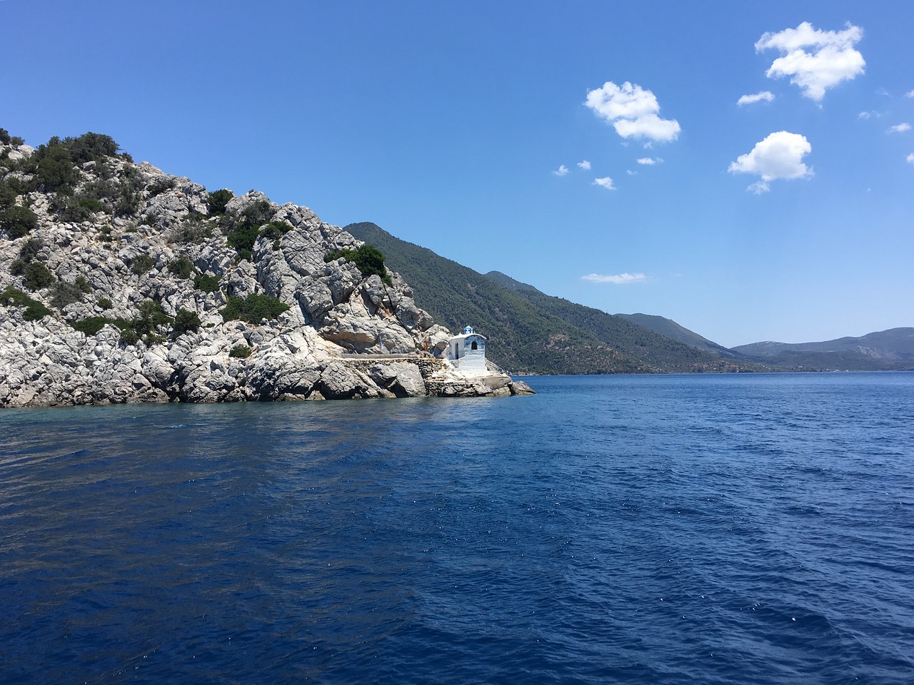 greece sea chapel free photo